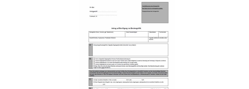 Vorschaubild Formular "Beratungshilfe"